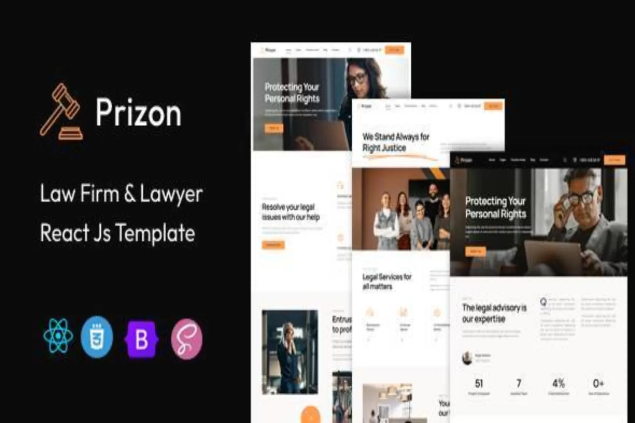 Prizon | 律师事务所 & 律师 React Js 模板