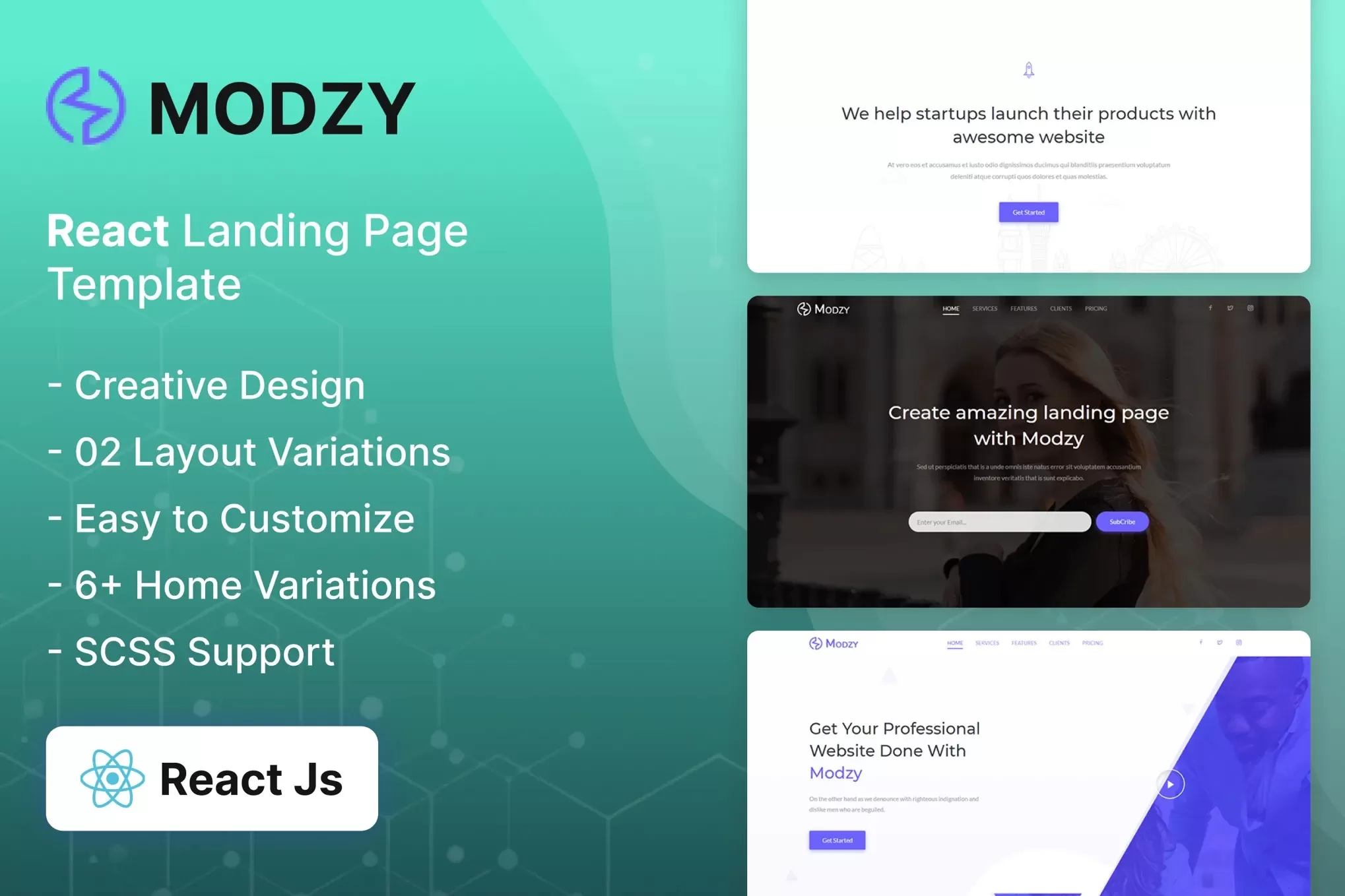 Modzy – React 登陆页面模板