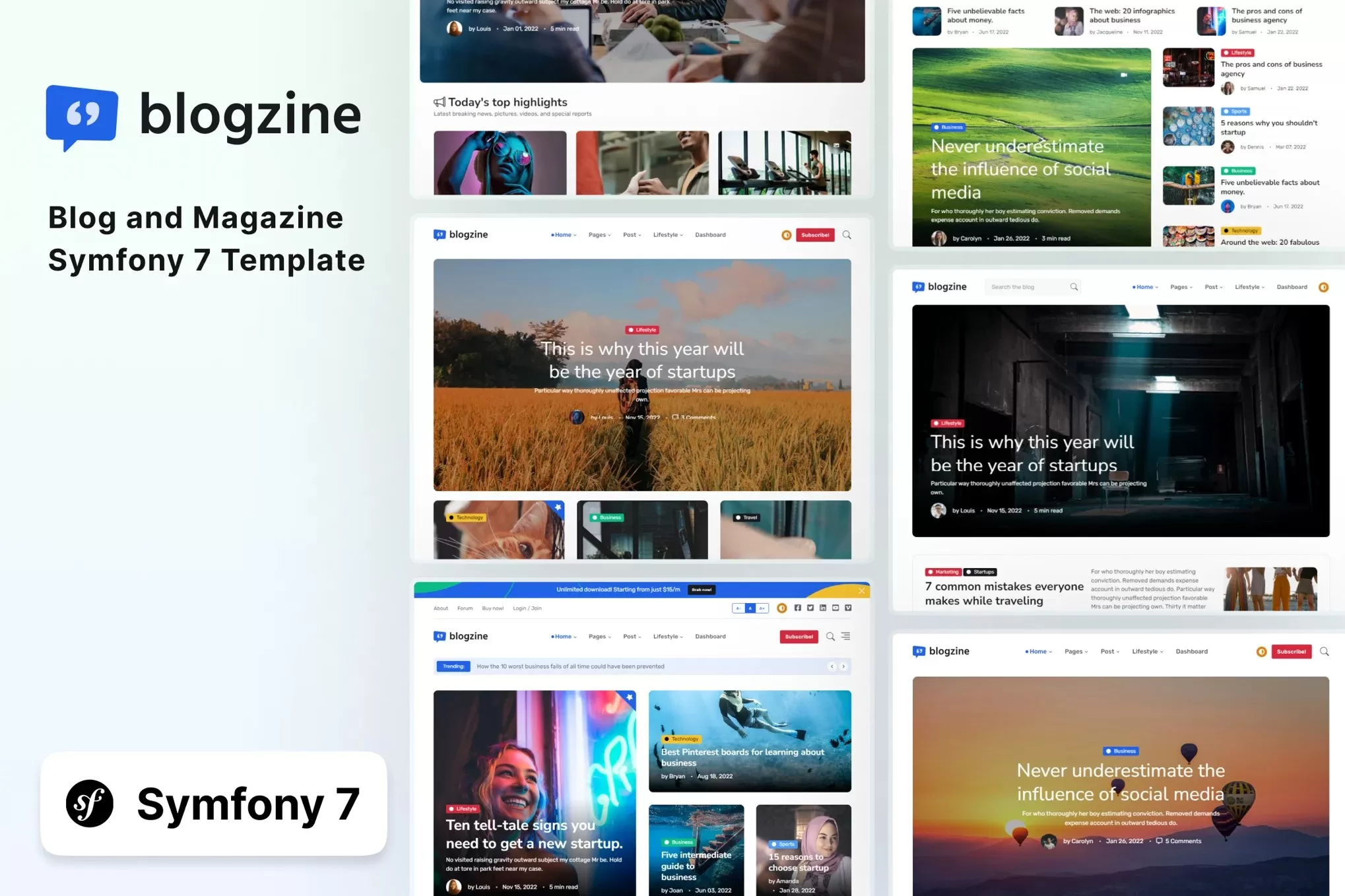 Blogzine – 博客和杂志 Symfony 7 模板