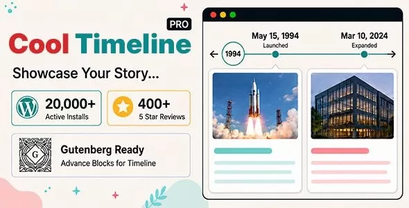 酷炫时间线Pro 6.2.1 – WordPress时间线插件,横向纵向布局