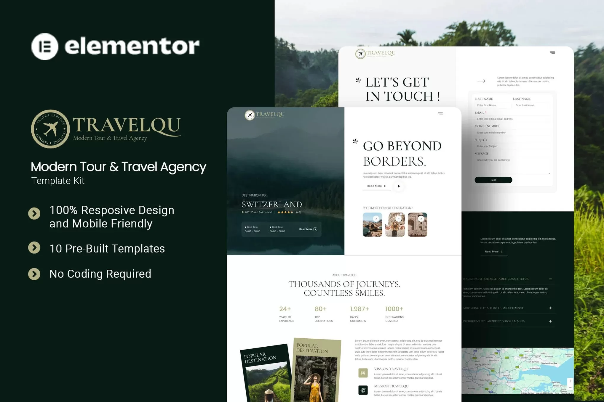 Travelqu – 旅游旅行社Elementor模板套件,度假出行官网