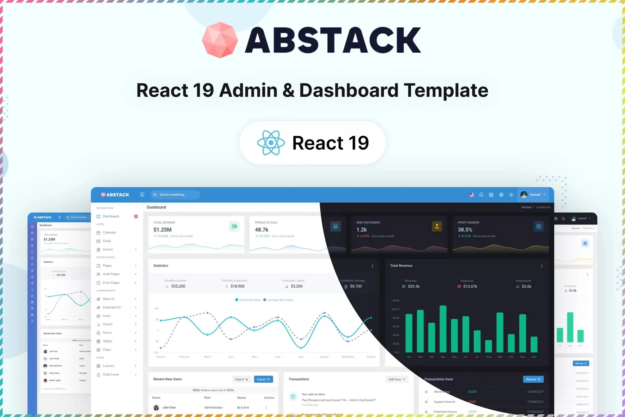 Abstack – React管理仪表板模板,后台数据看板