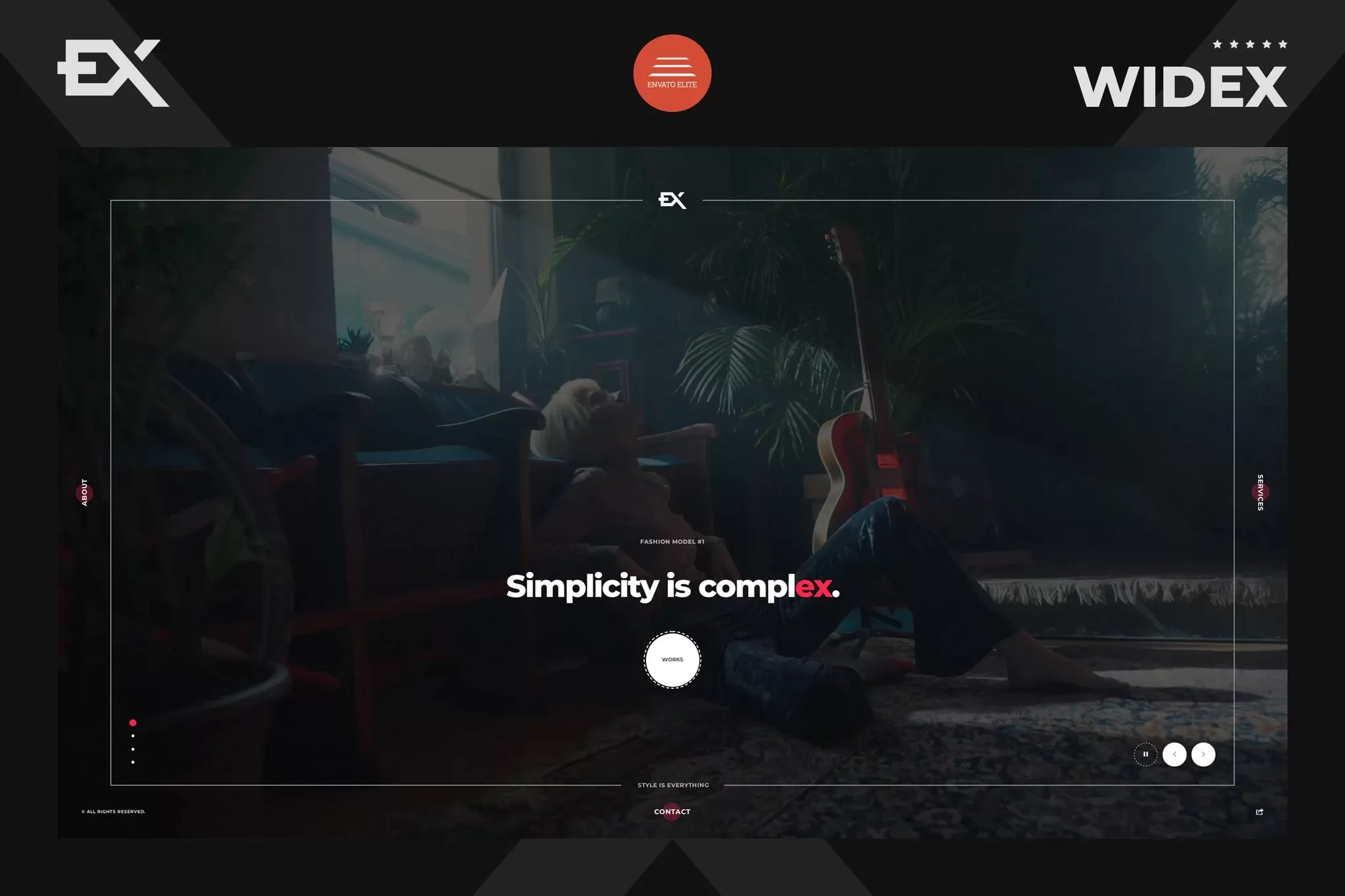 Widex – 单页作品集HTML模板,个人简历展示