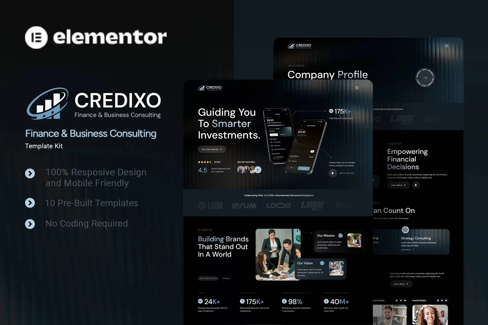 Credixo – 财务咨询Elementor模板套件,商业金融官网