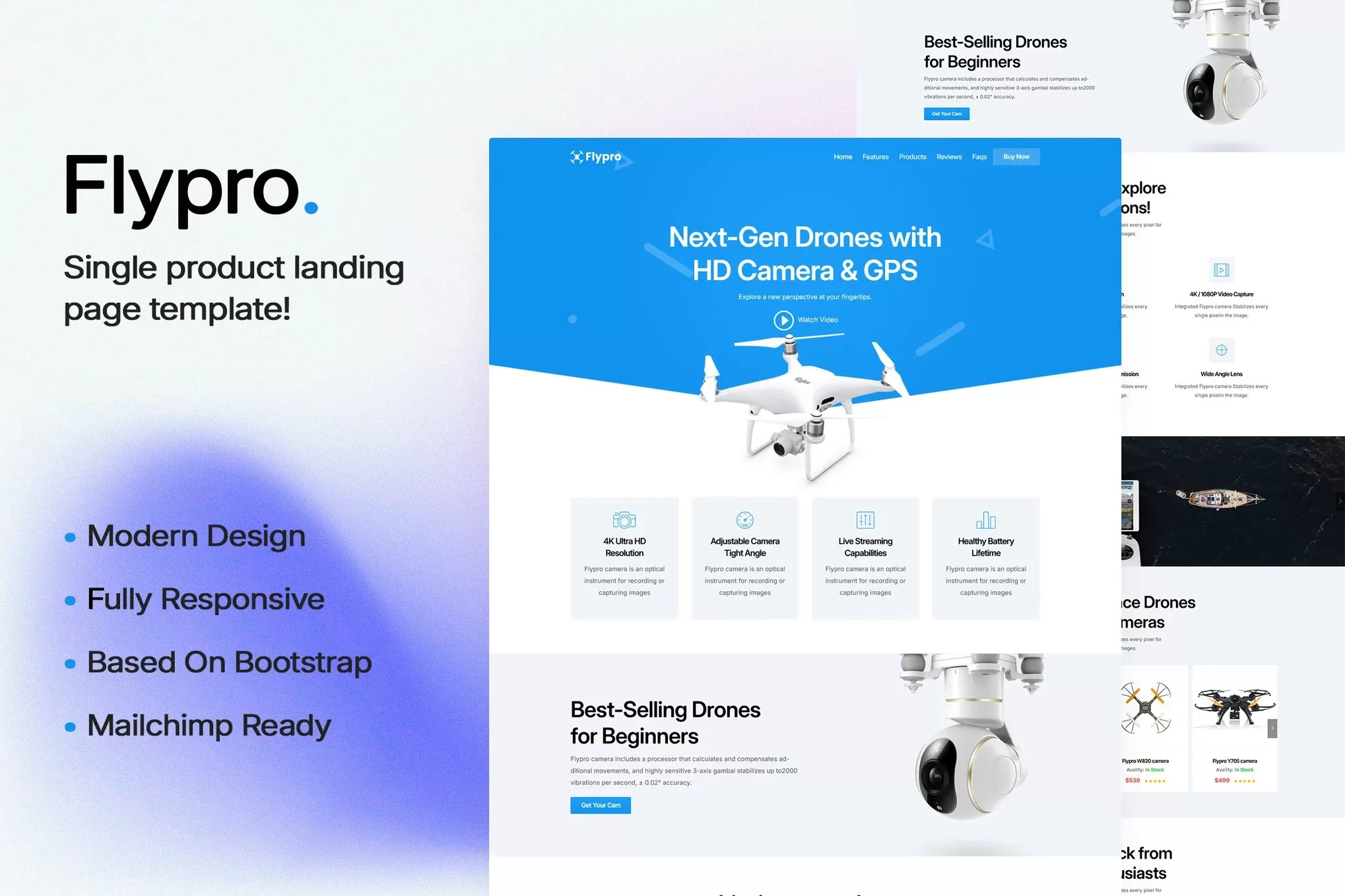 Flypro – 产品落地页HTML模板,产品推广单页