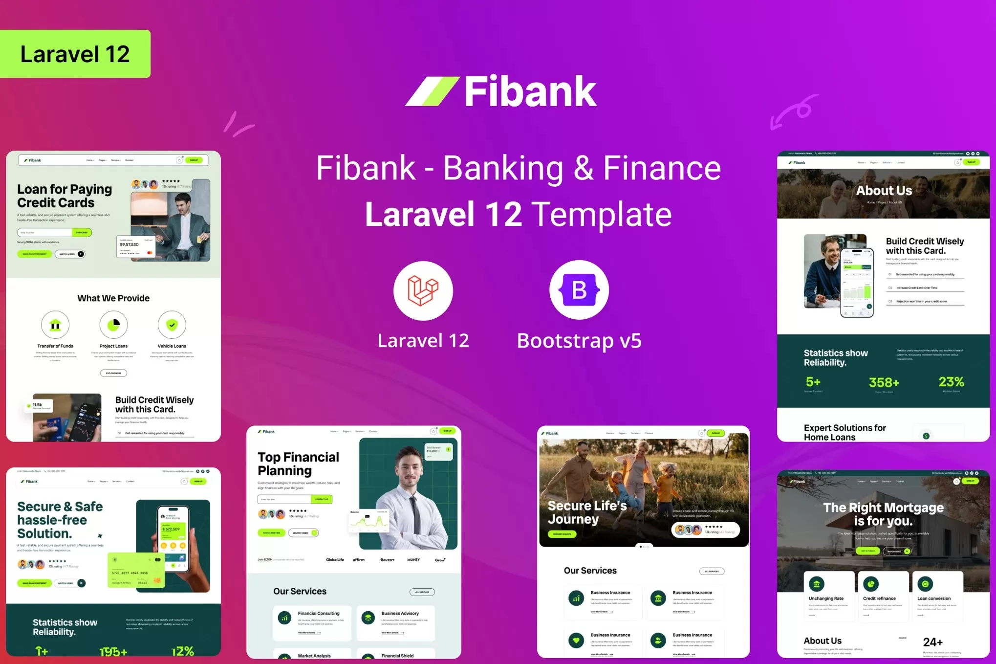 Fibank – 银行金融Laravel 12模板,金融科技官网