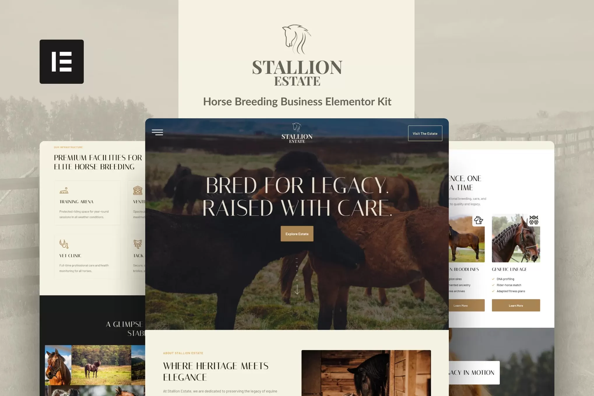 StallionEstate – 马匹养殖Elementor Pro套件,牧场马业官网