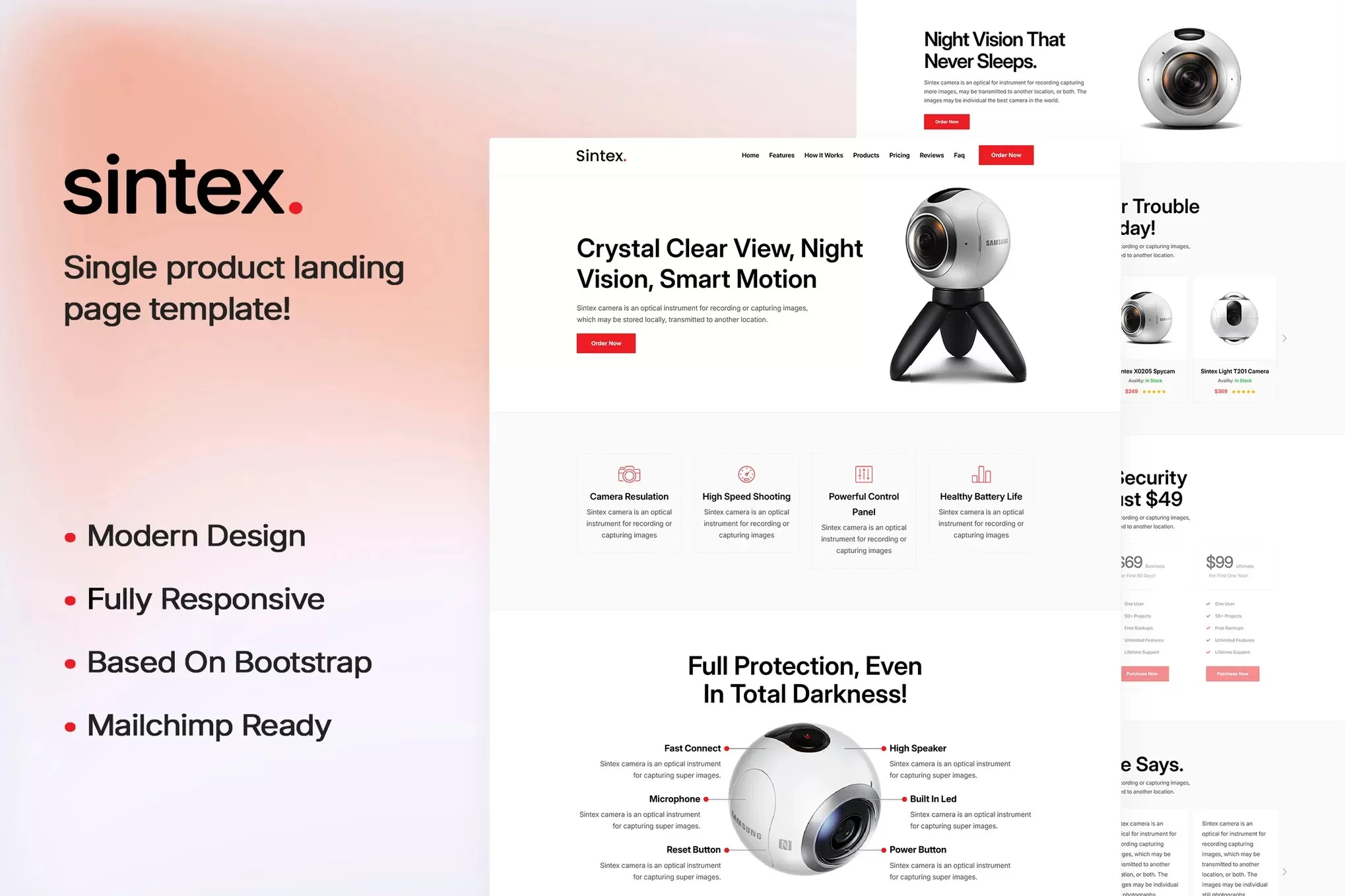 Sintex – 产品落地页HTML模板,产品推广单页