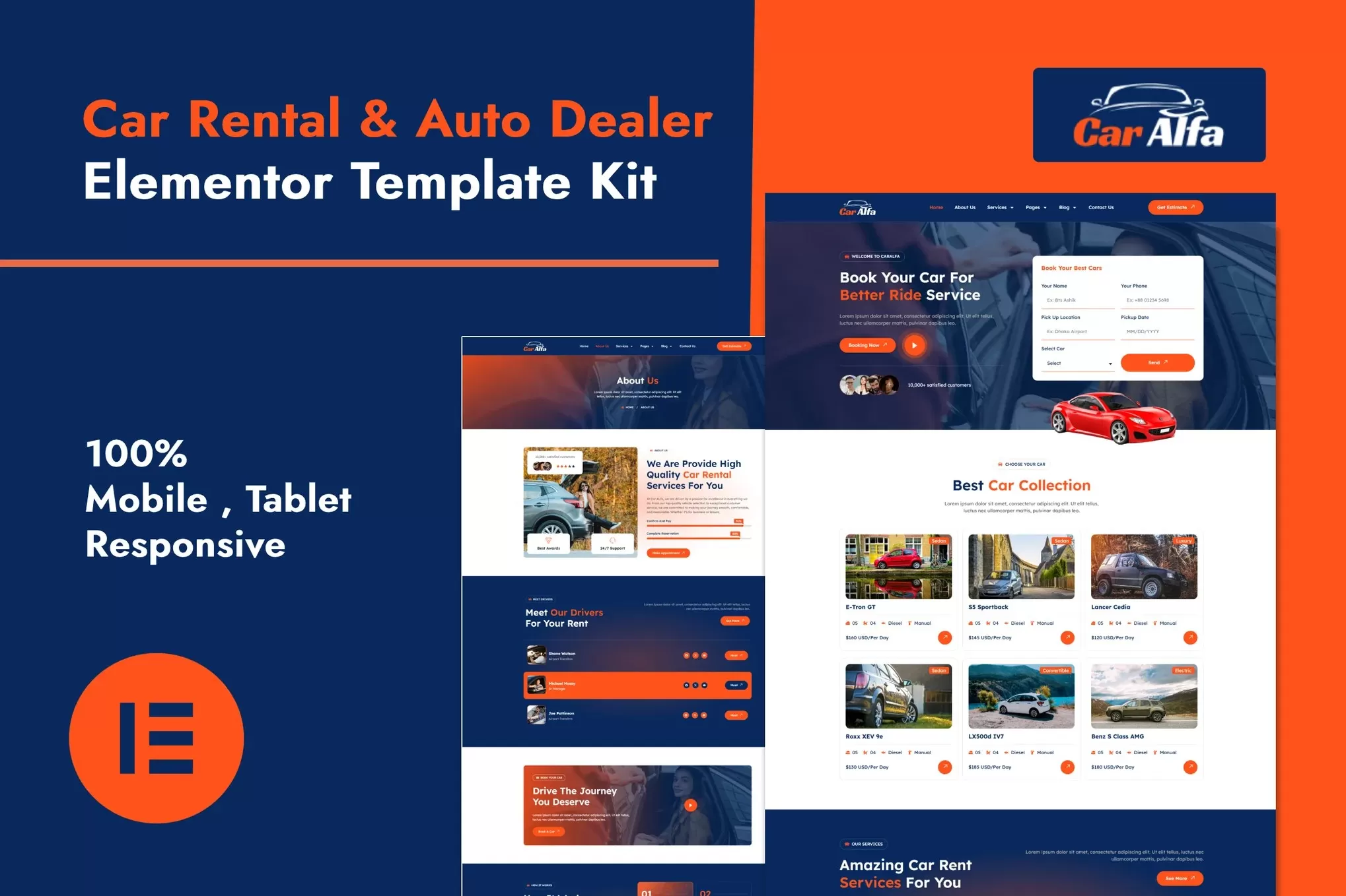 CarAlfa – 汽车租赁Elementor Pro套件,经销商展示官网