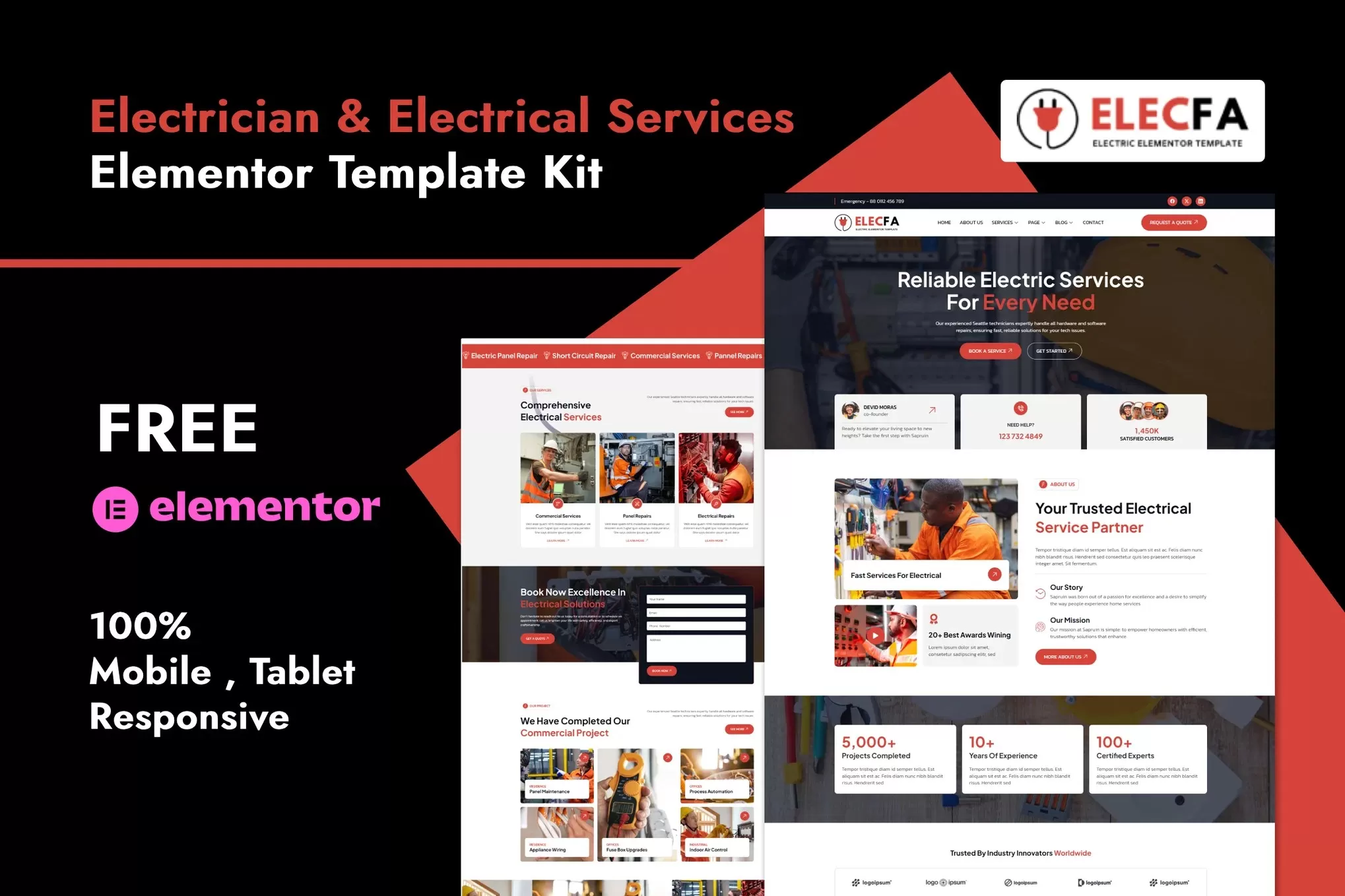 Elecfa – 电工电气Elementor模板套件,电力服务官网