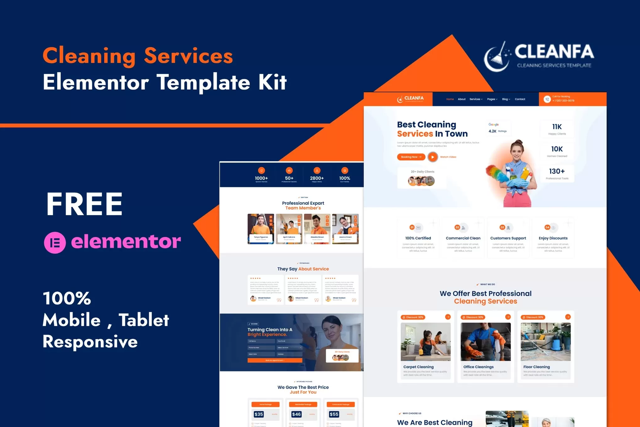 Cleanfa – 清洁服务Elementor模板套件,保洁公司官网