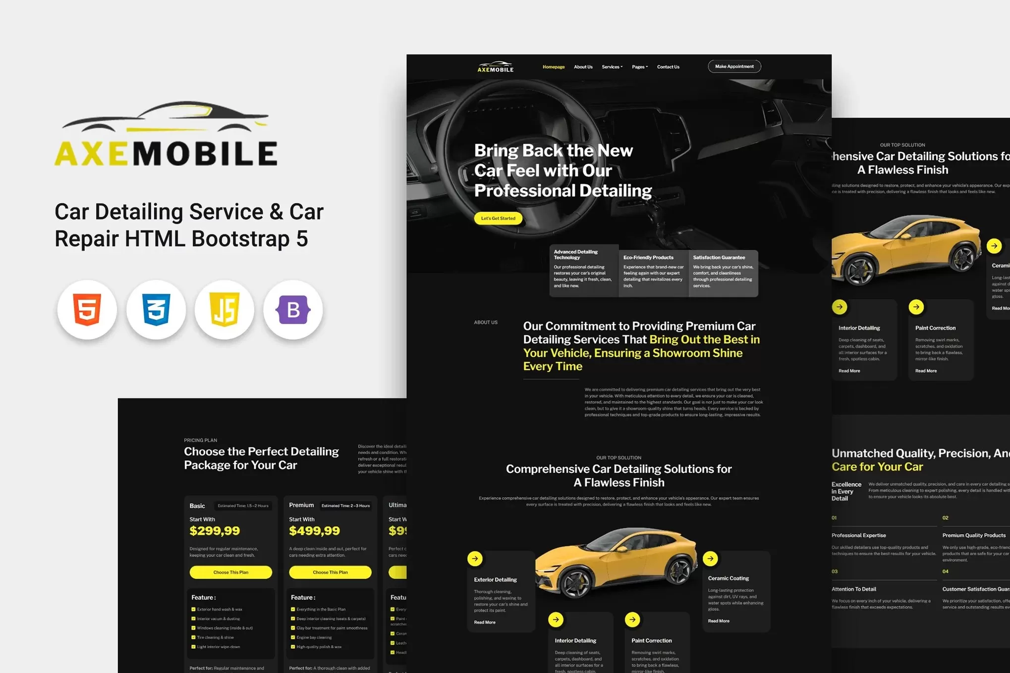 Axemobile – 汽车美容HTML模板,洗车养护官网