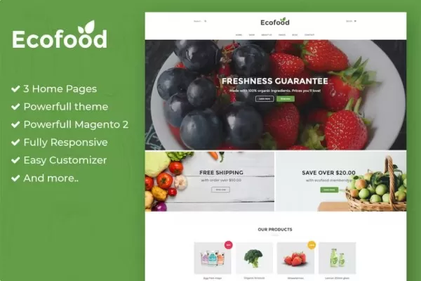 Ecofood – 有机商店Magento 2主题,绿色食品电商