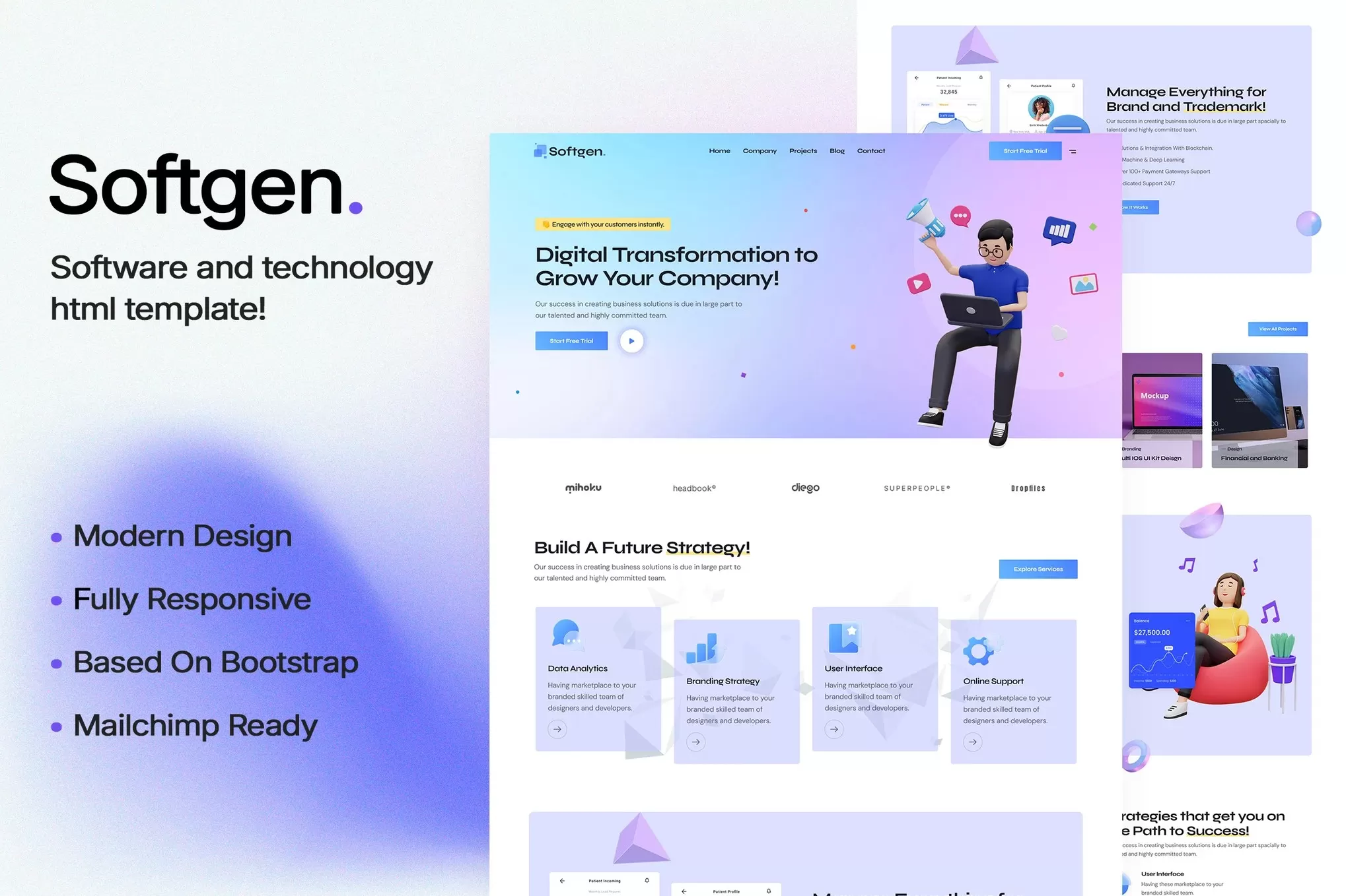 Softgen – 软件技术HTML模板,IT公司官网