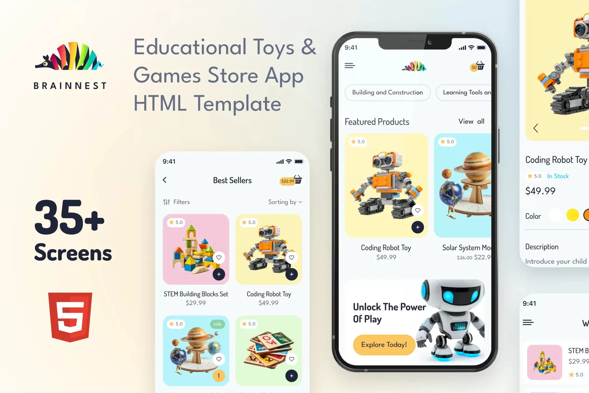 BrainNest – 游戏商店HTML+CSS模板,含CMS管理系统