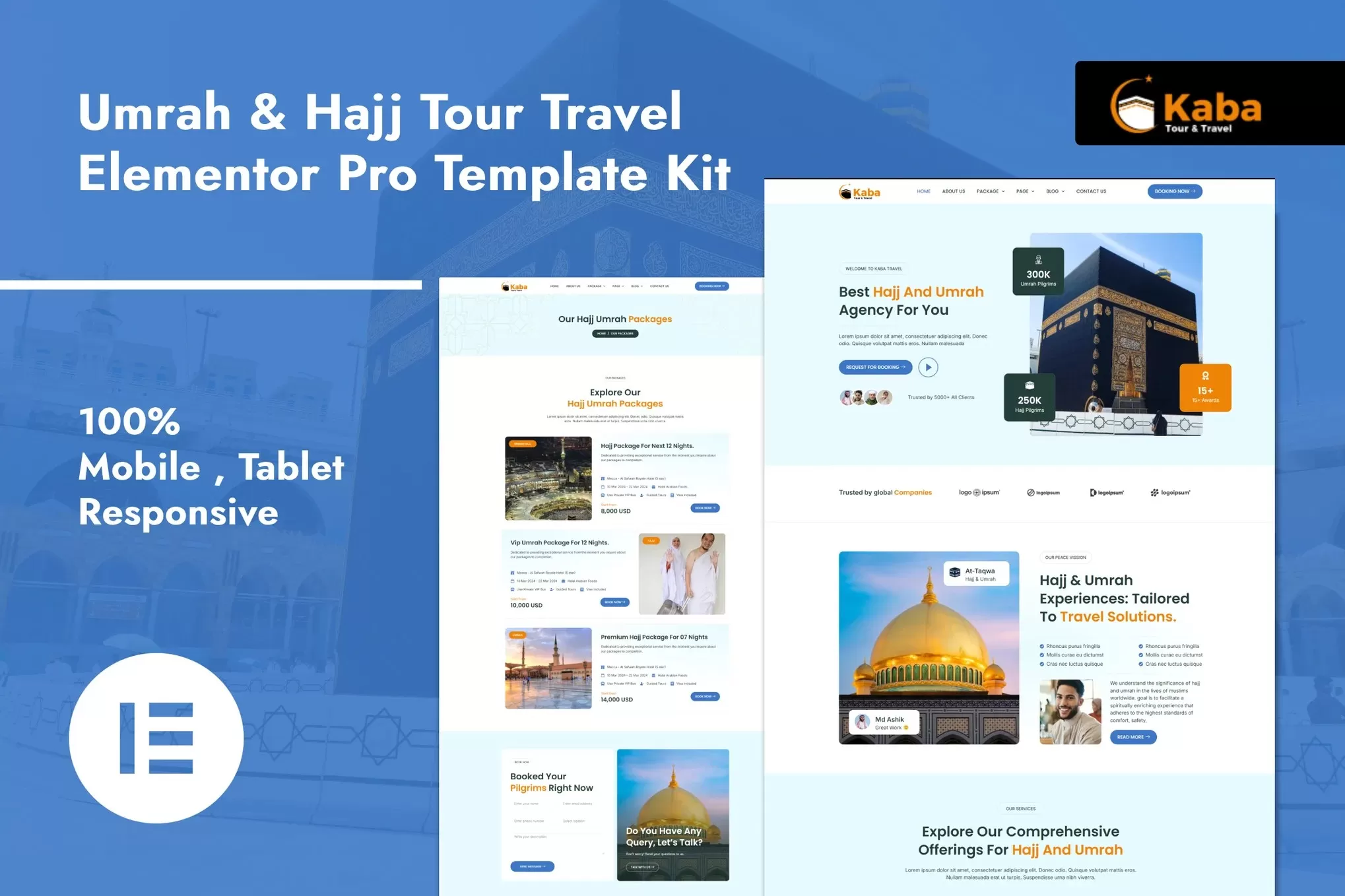 Kaba – 朝觐旅行Elementor Pro套件,穆斯林旅游官网