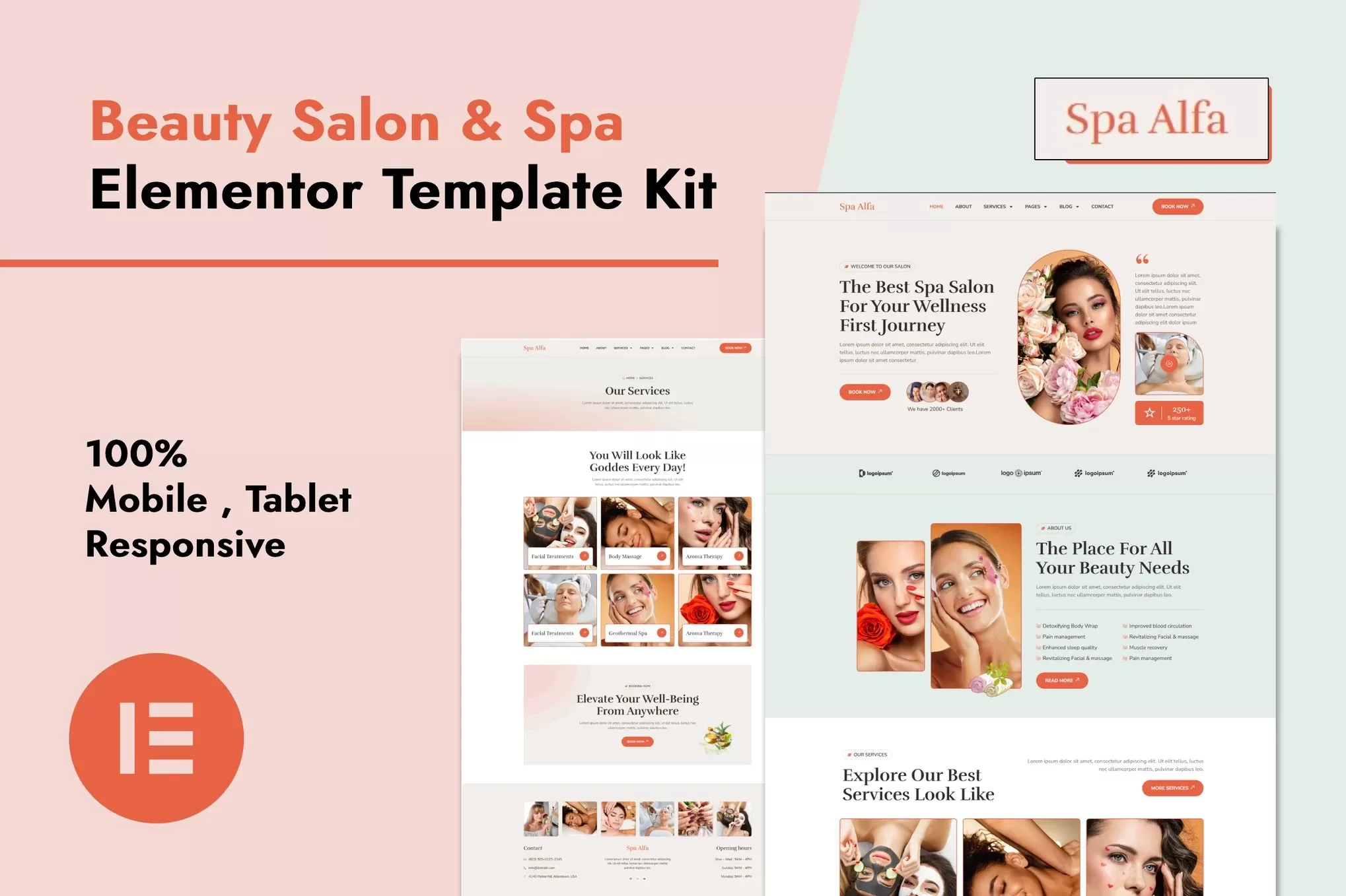SpaAlfa – 美容水疗Elementor Pro套件,SPA美容官网
