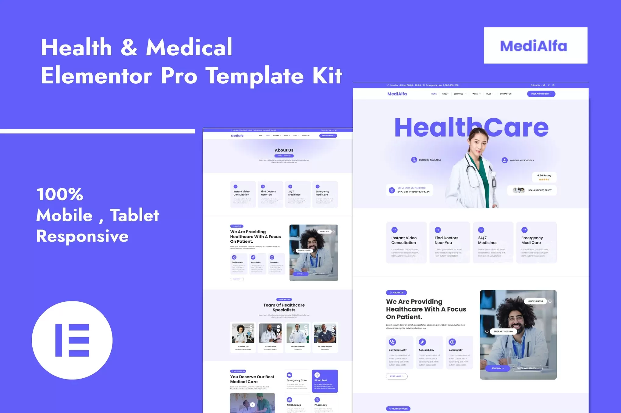 MediAlfa – 健康医疗Elementor Pro套件,医院诊所官网