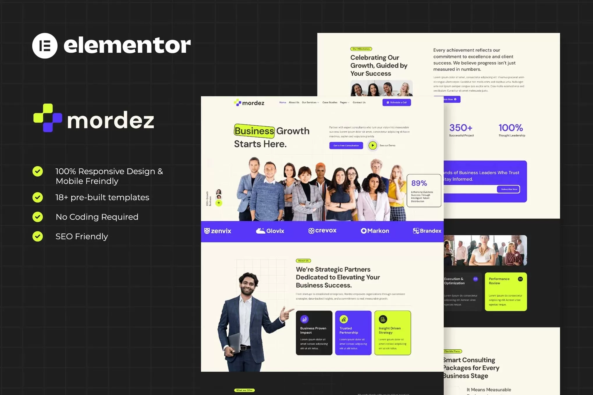 Mordez – 商业咨询Elementor模板套件,企业顾问官网