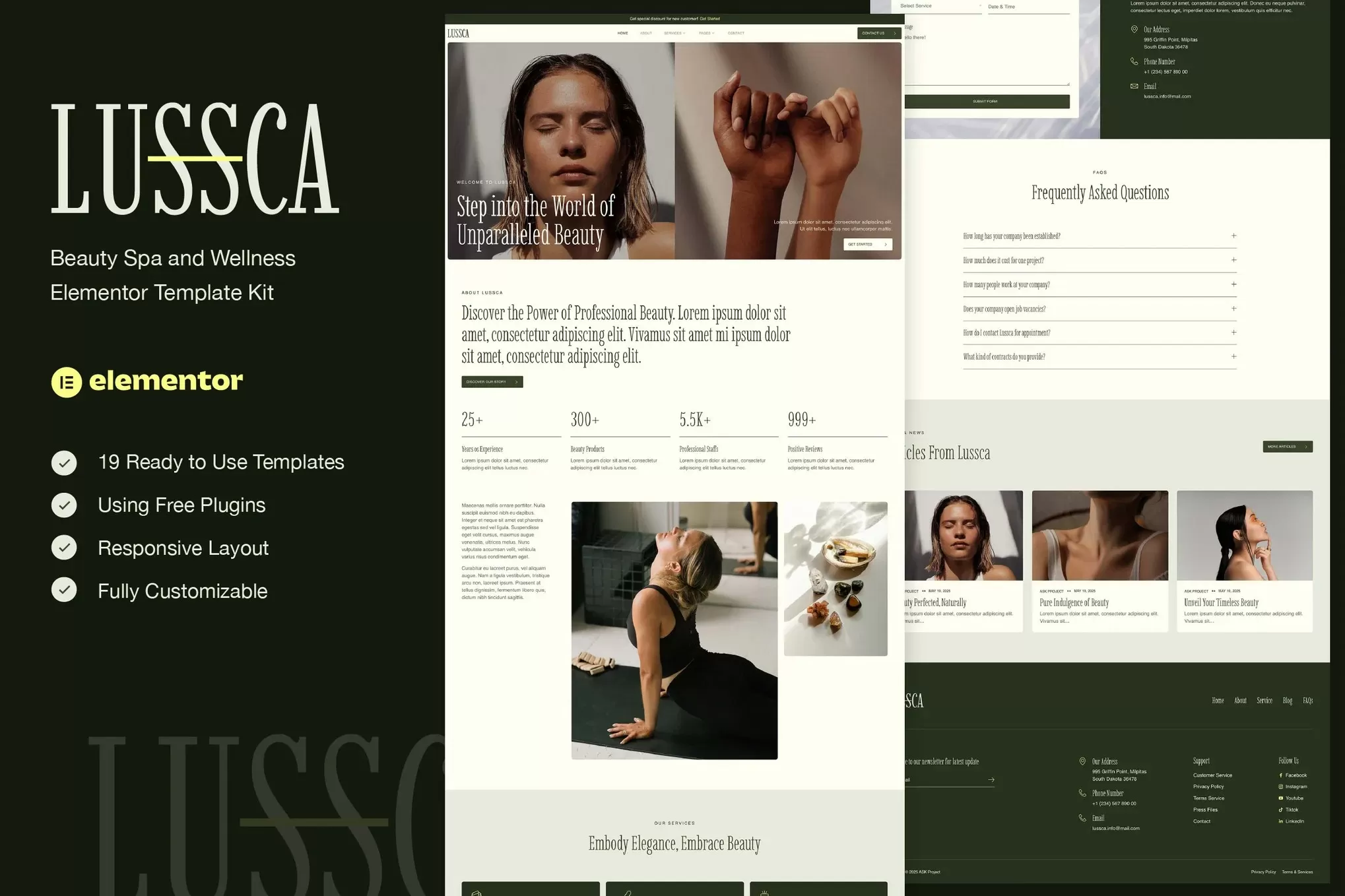 Lussca – 美容水疗Elementor模板套件，健康养生官网