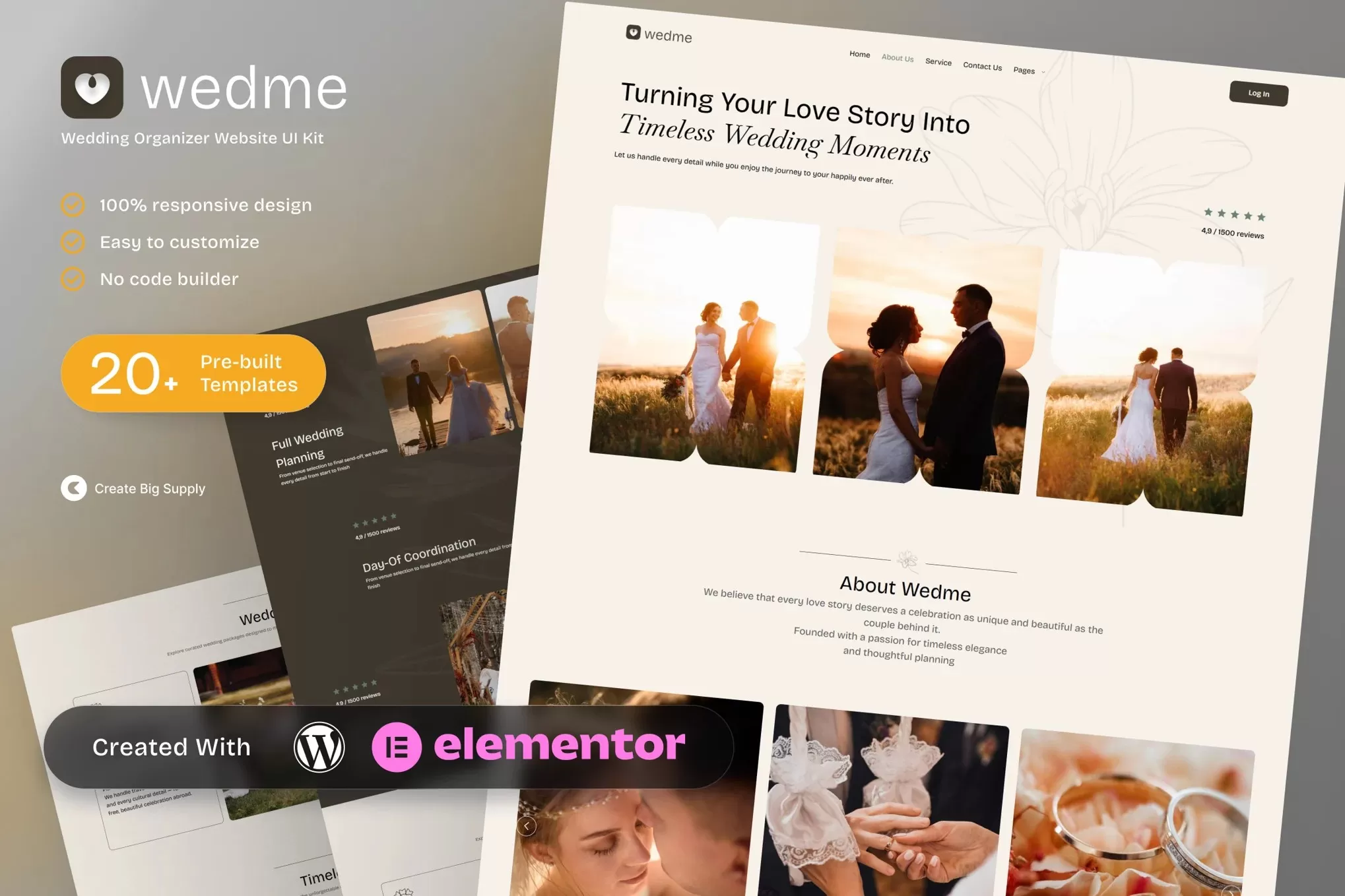 Wedme – 婚礼策划Elementor模板套件,婚庆服务官网