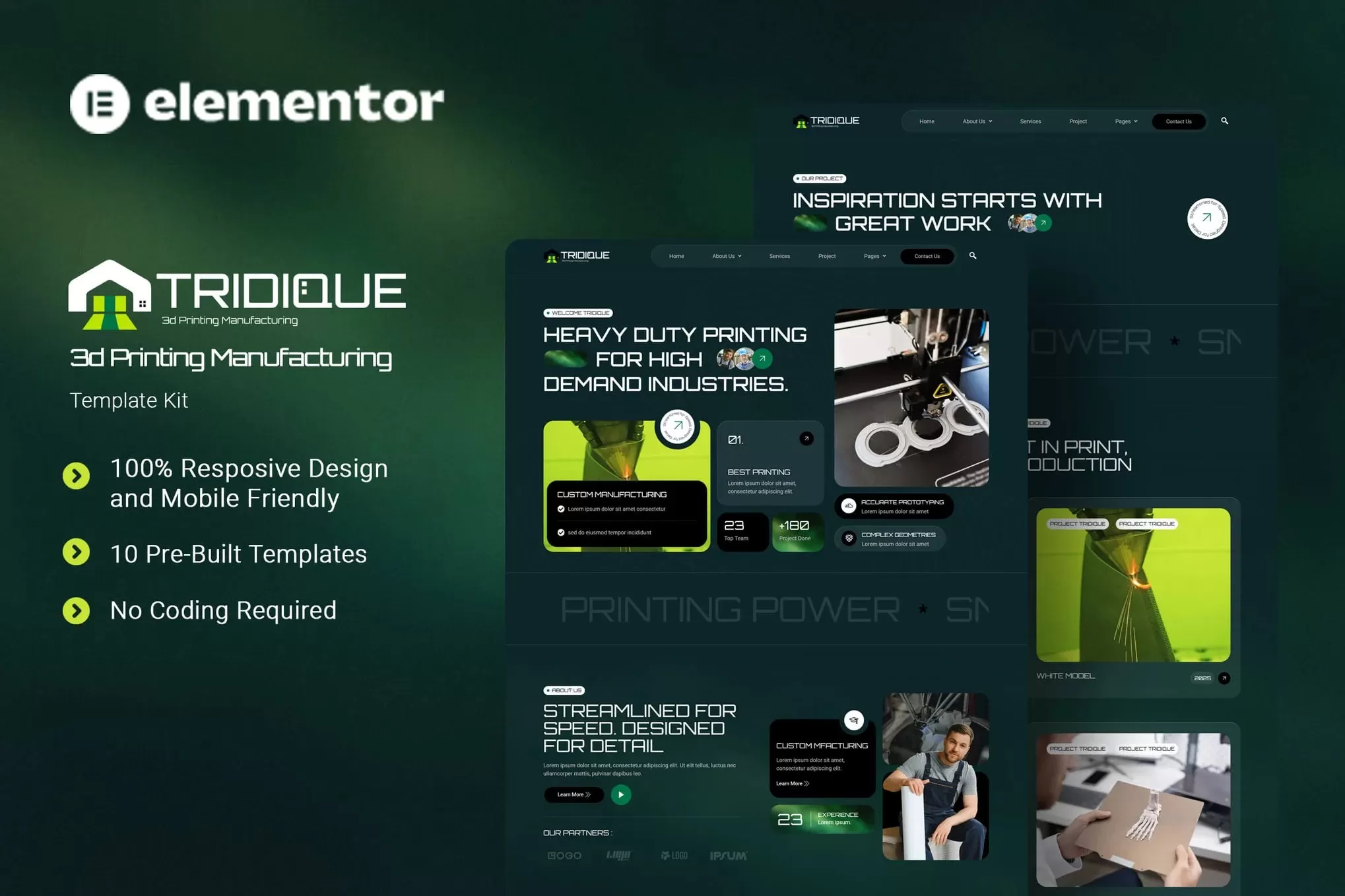Tridique – 3D打印制造Elementor模板套件,原型服务官网
