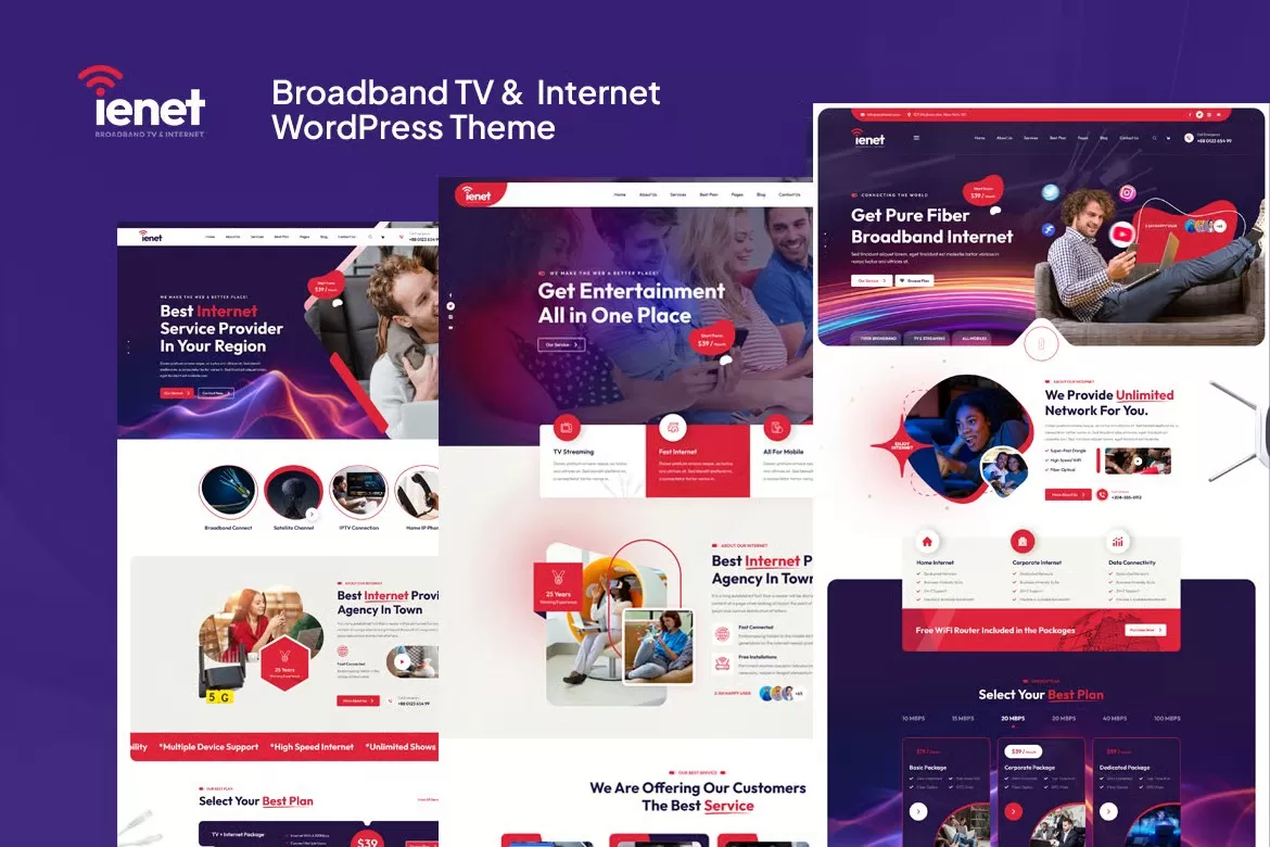 Ienet – 宽带电视互联网WordPress主题,网络服务商官网