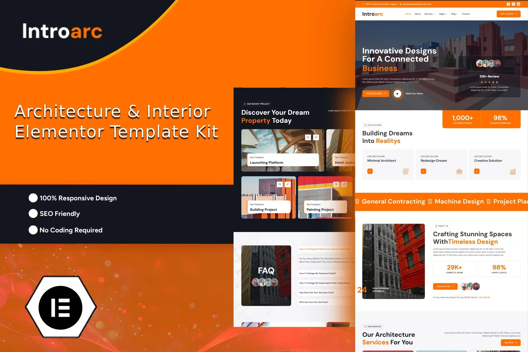 Introarc – 建筑室内Elementor模板套件,装修装饰官网