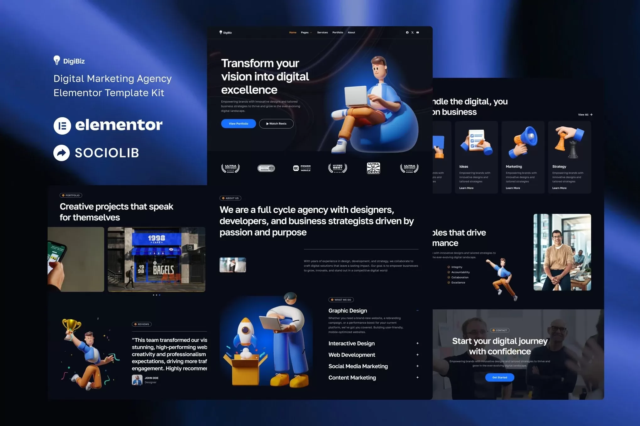 DigiBiz – 数字营销Elementor模板套件,营销机构官网