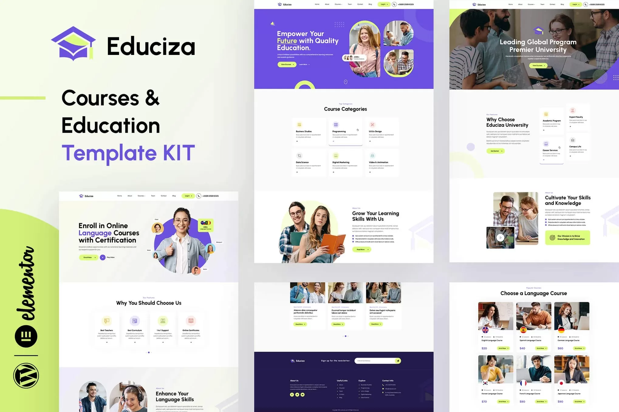 Educiza – 课程教育Elementor模板套件,在线学习官网