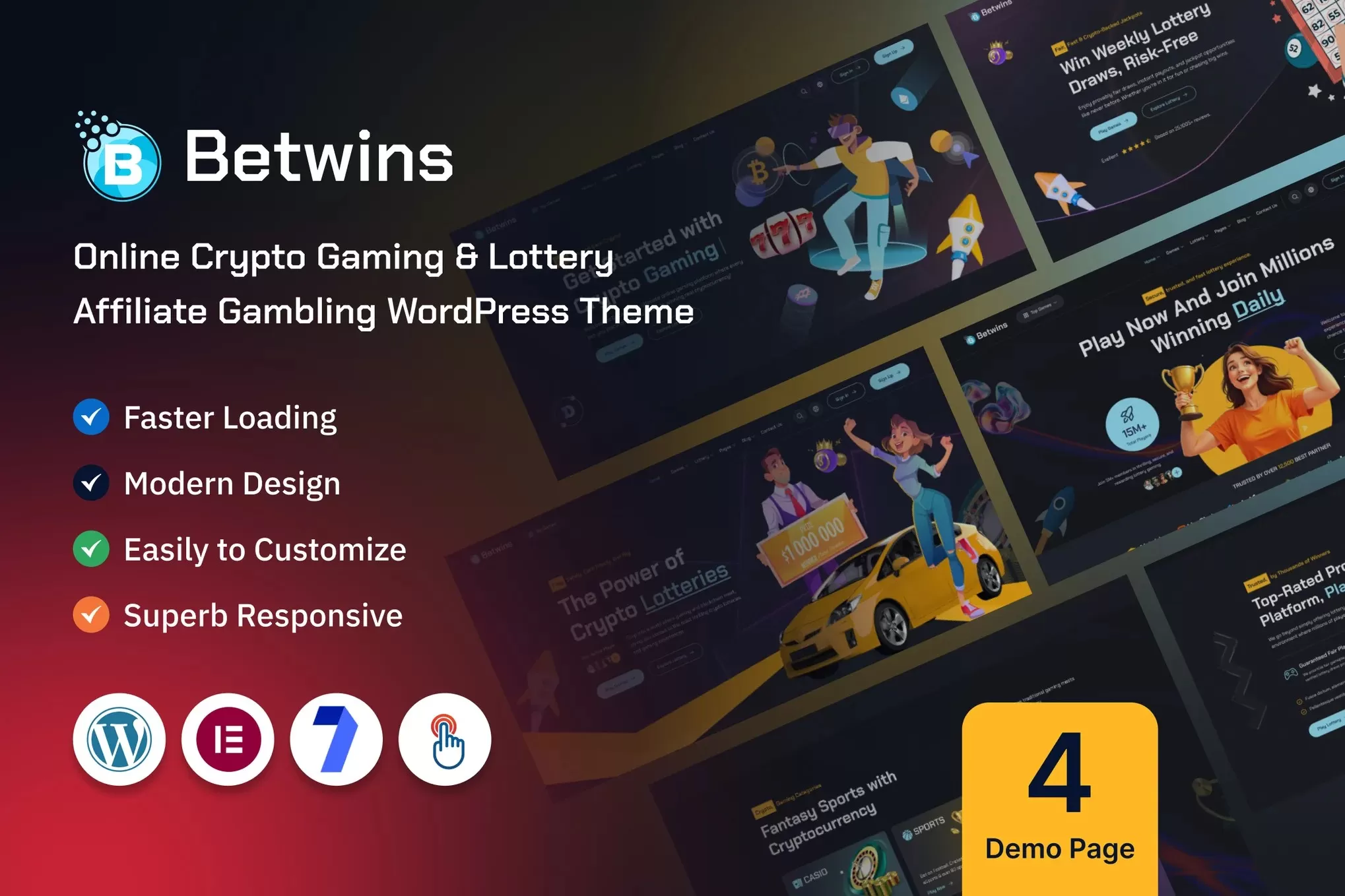 Betwins – 加密货币游戏彩票WordPress主题,区块链官网