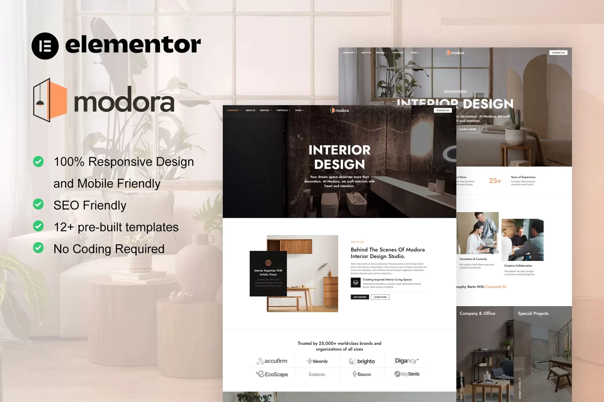 Modora – 室内设计建筑Elementor Pro套件,装饰设计官网