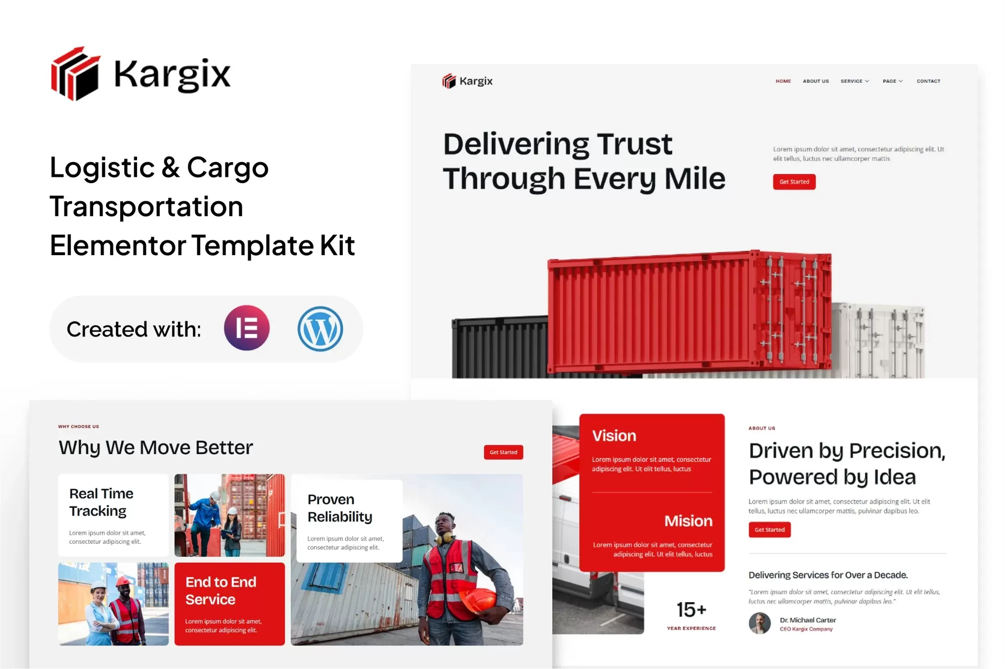 Kargix – 物流运输Elementor模板套件,货物配送官网