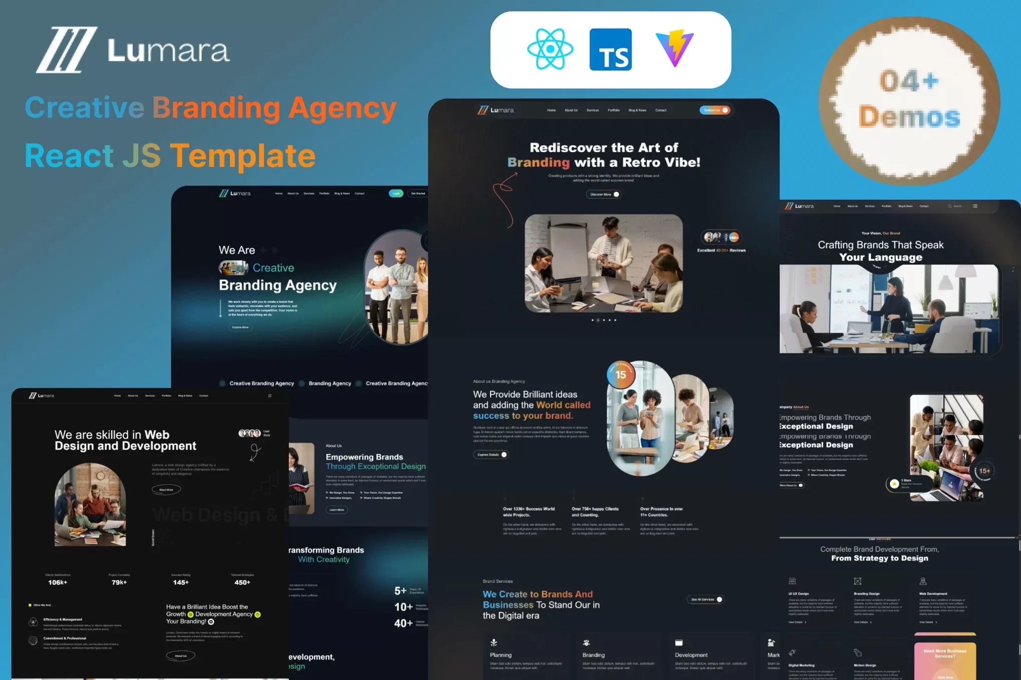 Lumara – 品牌代理React JS模板,创意设计官网